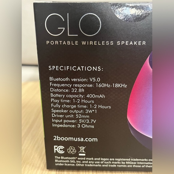 Bluetooth GLO Wireless Speaker. Portable, color changing, FM radio. Gift. NEW! - Picture 6 of 9